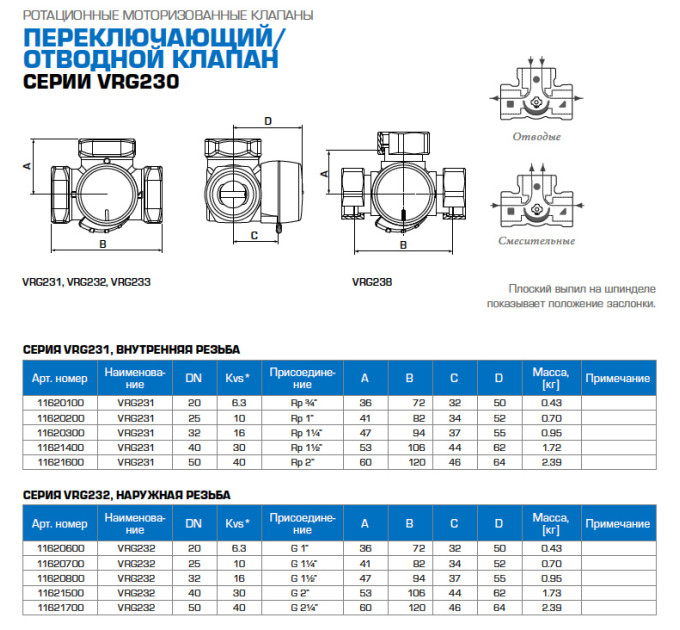 комплект: 3-ход. клапан VRG232 G 2