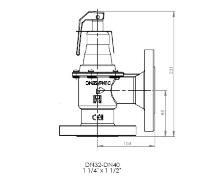 Запобіжний клапан F DN 32 x 40 6 бар