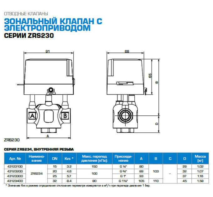3-ход. перемикаючий клапан тип ZRS234 DN20 G3/4