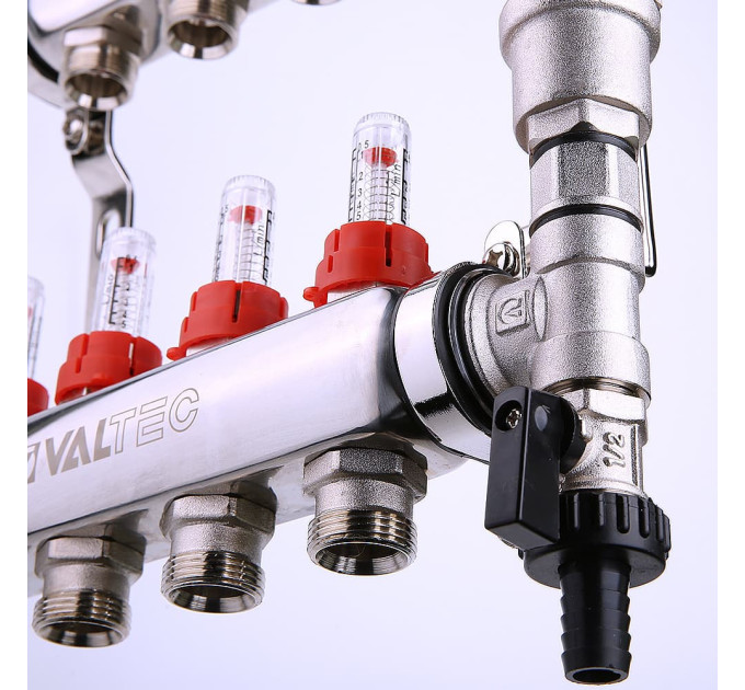 Колекторний блок Valtec з вбудованими витратомірами нерж 1