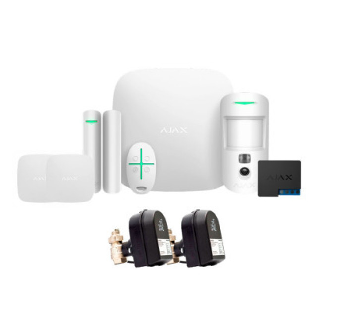 Ajax StarterKit CAM + LeaksProtect (2шт) + WallSwitch + кран з електроприводом Honeywell 220 DUO ДУ15 (HAV15)