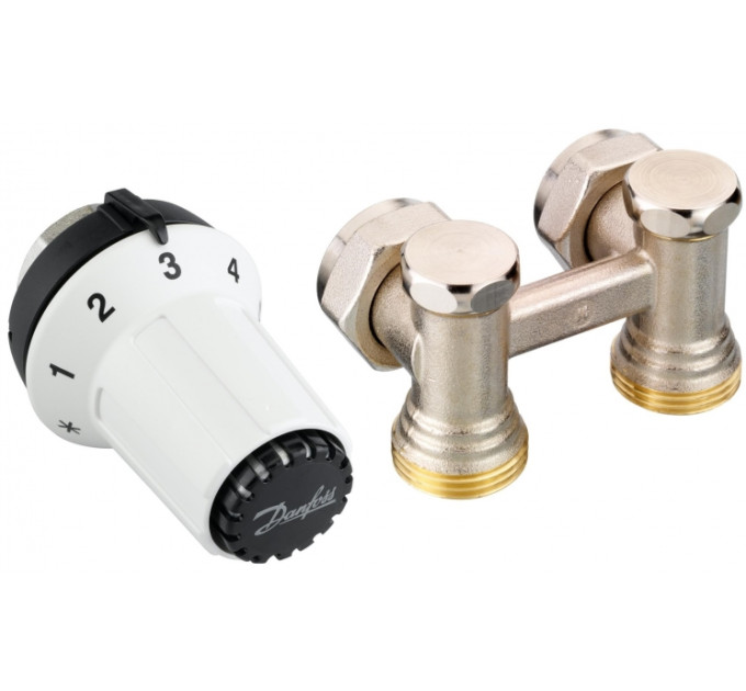 Комплект термостатичний Danfoss RAS-CK + RLV-KS, H-подібний, нижнє підкл, M30x1.5,  1/2