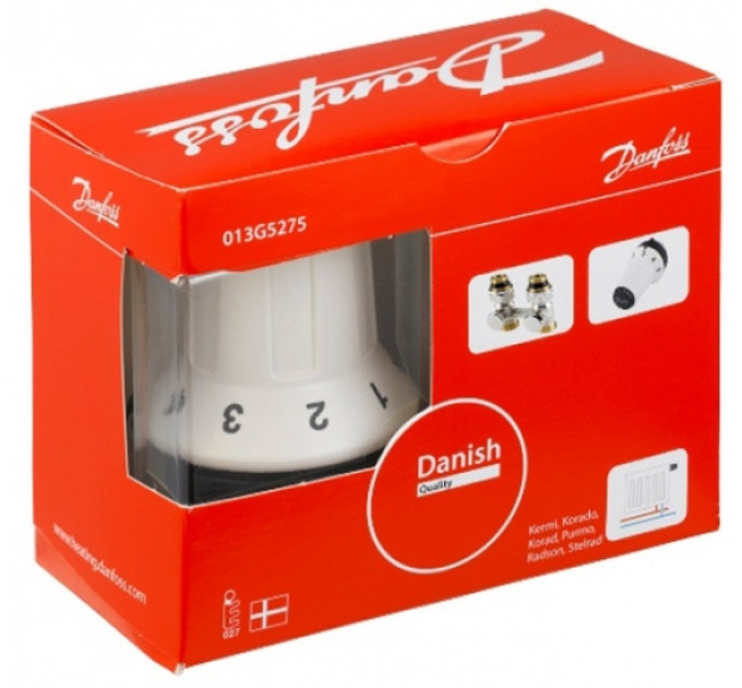 Комплект термостатичний Danfoss RAS-CK + RLV-KS, H-подібний, нижнє підкл, M30x1.5,   1/2