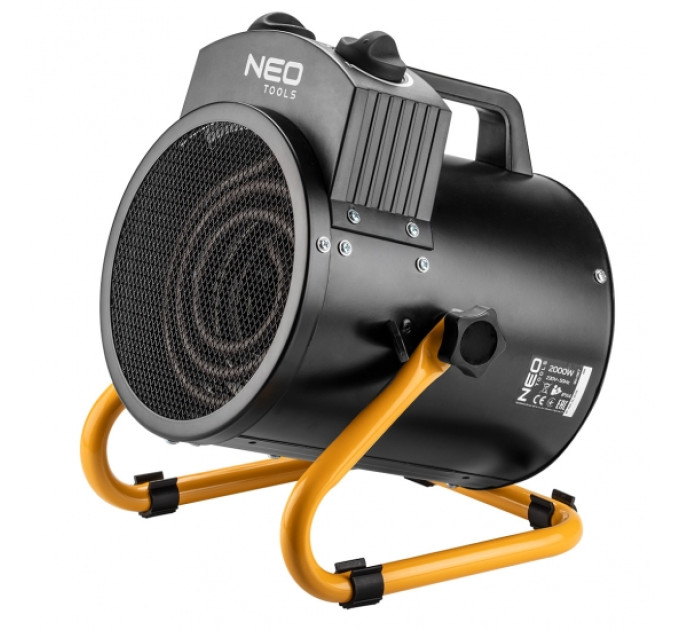 Теплова гармата електрична Neo Tools, 2кВт, 50м2, 330м3/год, нагрів. елемент - нерж. сталь, IPX4, чорний, 2.92кг